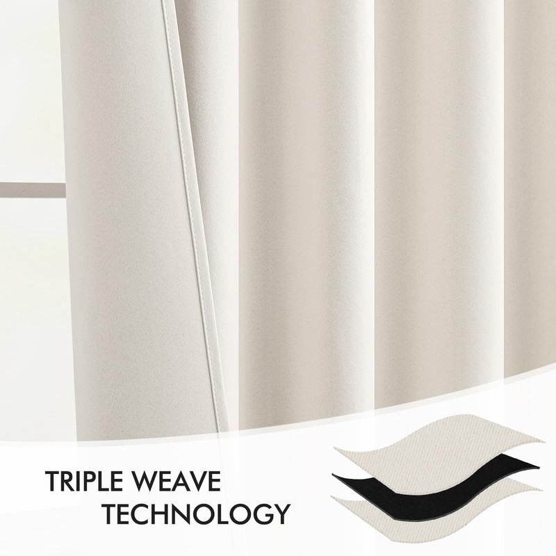MIULEE Ivory Back Tab Blackout Curtains 102 Inch Long 2