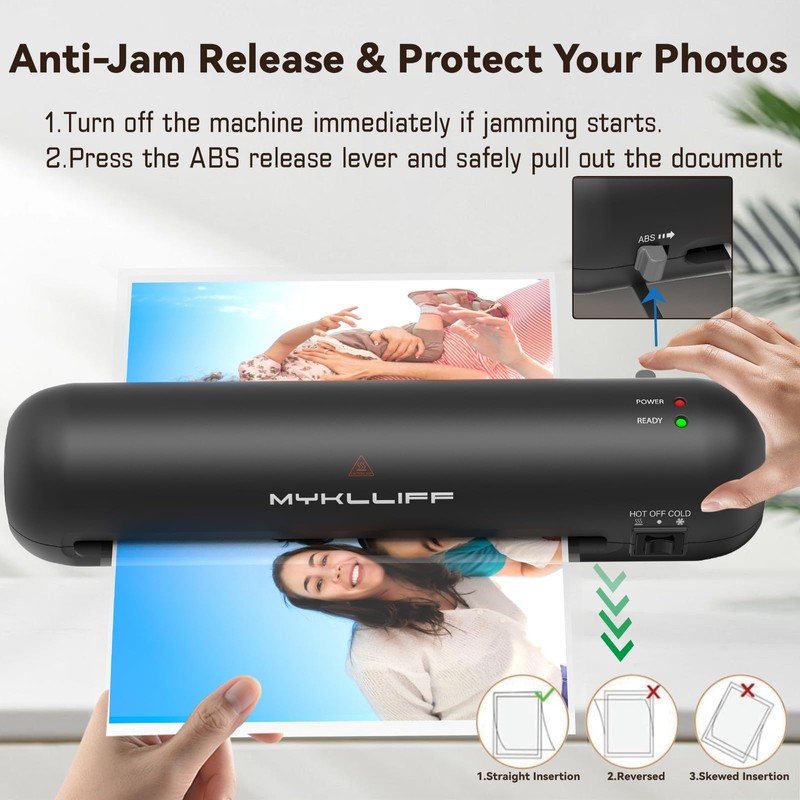 Laminator Machine 9-Inch Portable Thermal Laminater with Hot & Cold