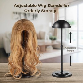 8 PCS Wig Stands, Adjustable Height Wig Head Stand with Black Plastic Design, Ideal for Wig Styling and Hat Display, Perfect for Cosplay Masks and Helmets