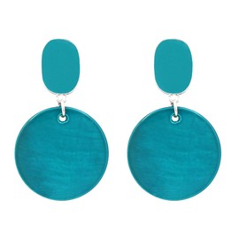 Xalroco Round Circle Drop Earrings for Women Dangling Bohemian Multi Color Shell Beads Earrings (Teal)