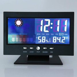 Temperature Humidity Clock Weather Forecast Calendar with Alarm Comfort Level, Practical Digital Display for Home and Activities, Black Plastic Material