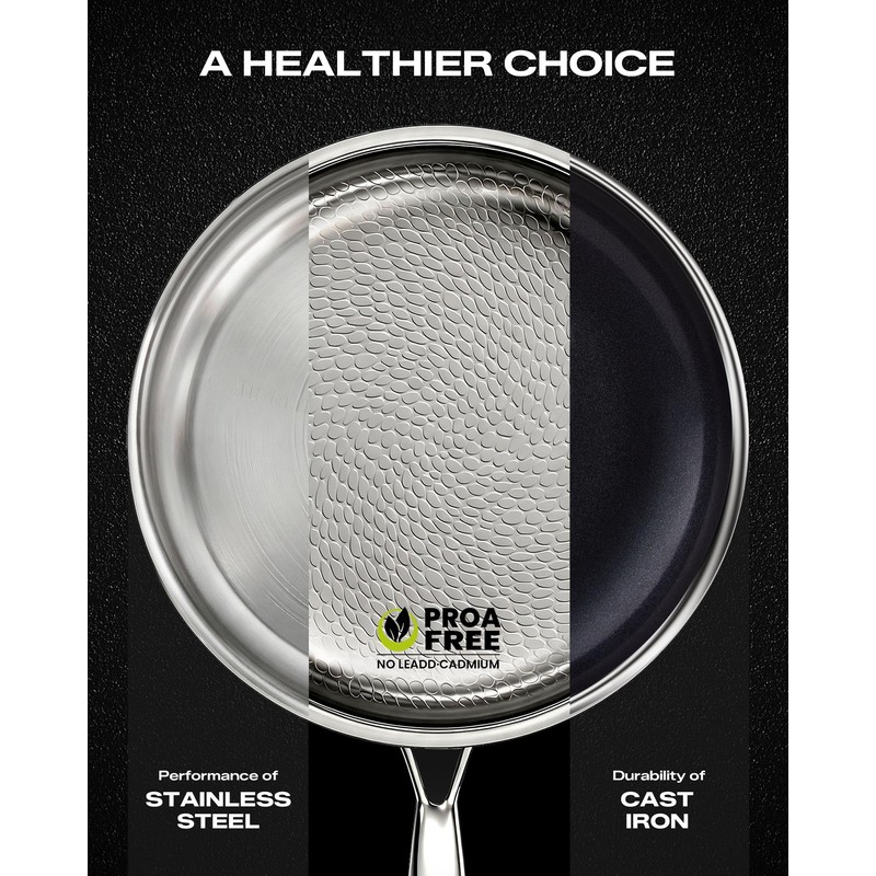Titanium Pans for Cooking 11 Inch Hammered Pro Frying Pan