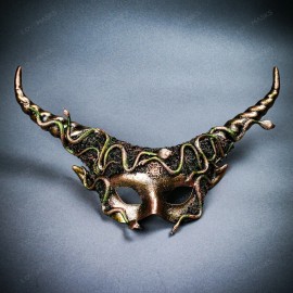 ILOVEMASKS Devil Woodland Golden Forest Medusa Snake Long Horns Fairy Women Party Eye Mask