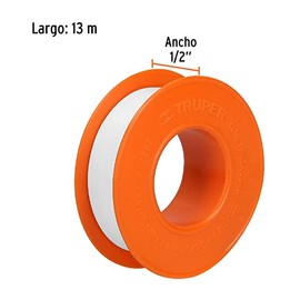 Truper CTF-1/2X13, Cinta sella roscas, uso general, 13 m, 1/2"