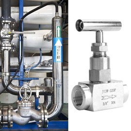 Straight Needle Valve, 3/8 Inch, 304 Stainless Steel BSPP Female Thread High Pressure Needle Control Valve, for Water Gas Oil Fuel Transmission (3/8inch)