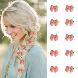 10pcs Hair Bows for Women, Pink Bows Small Hair Clips,Bow Hair Clips for Girls, Sweet Small Bangs Claw Clips Sliver Broken Hair Clip Mini Duckbill Hairpin Clips Cute Hair Accessories for Daily