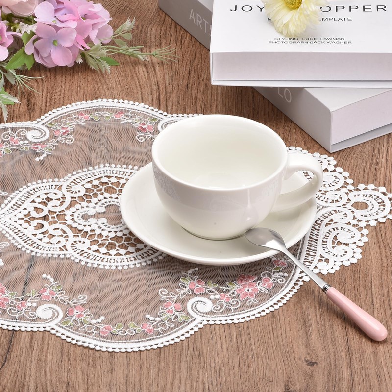uxcell 2Pack Retro Lace Placemat 12x17-in Oval Embroidered Table Place