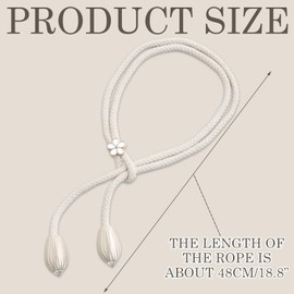 4 Curtain Tiebacks Cotton Beige - Hand-Woven Boho Curtain Ties (No Drilling, 48 cm Length)