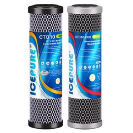 ICEPURE 2.5"x 10" Whole House CTO Carbon Water Filter Combo Kit, 10 Inch Carbon Block Cartridge and Upgraded Coconut Shell Activated Carbon Lead Remove Filter Replacement for WFPFC9001, SCWH-5, 1PACK