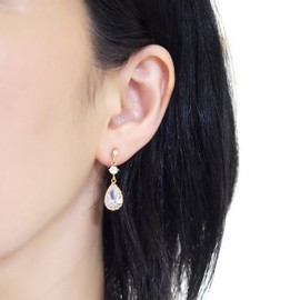 Miyabi Grace Women's Non-Hole Earrings, Popular, Painless, Cubic Zirconia, Elegant, CZ, Funerals, Swaying, Invitations, Crystal, Silver, Small, Gold, Resin Earrings, Weddings, Miyabi Grace, Crystal