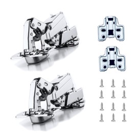 XIEHE Hardware 165 Degree Soft Close Inset Frameless Hinges 2 Pack, for Kitchen Cabinets Door Brushed Nickel Flush Mount Clip-on Hinge with Screws