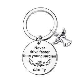 JETTOP New Driver Gifts for Women Men Guardian Angel Gifts for Learner Driever Never Drive Faster Than Your Angel Can Fly