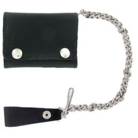 Geronimo BW1017 Black Tri-Fold Leather Wallet with Silver Snaps