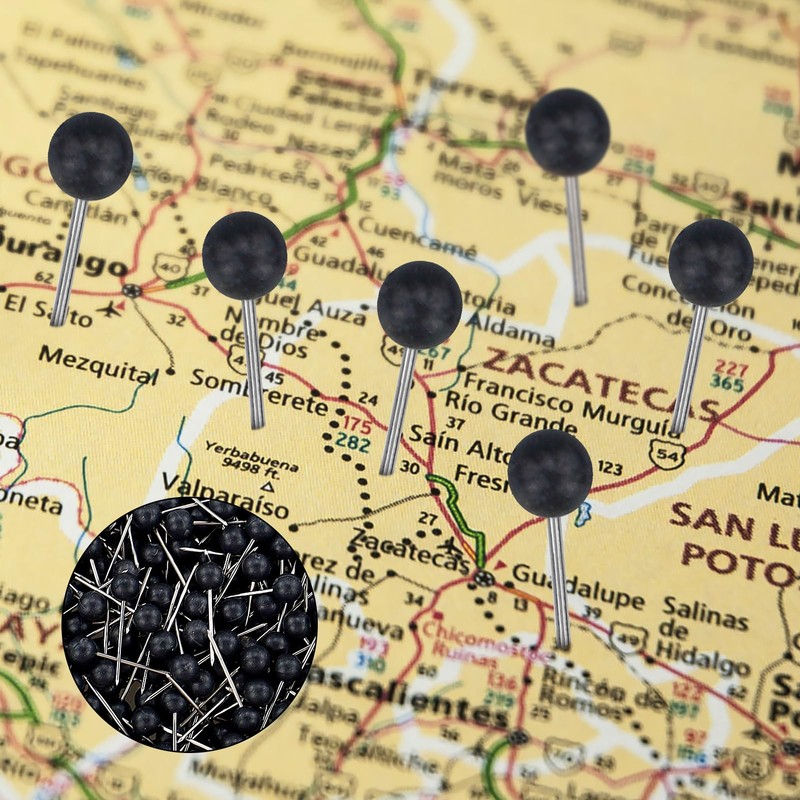 400 Pcs Round Push Pins,Map Push Pins Map Tacks,Black Round