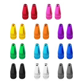 Pack of 22 Colourful Valve Caps, Tyre Valve Caps, Bicycle Tyre Valves, French Valve Dust Caps, Aluminium Alloy Valve Caps (11 Colours)