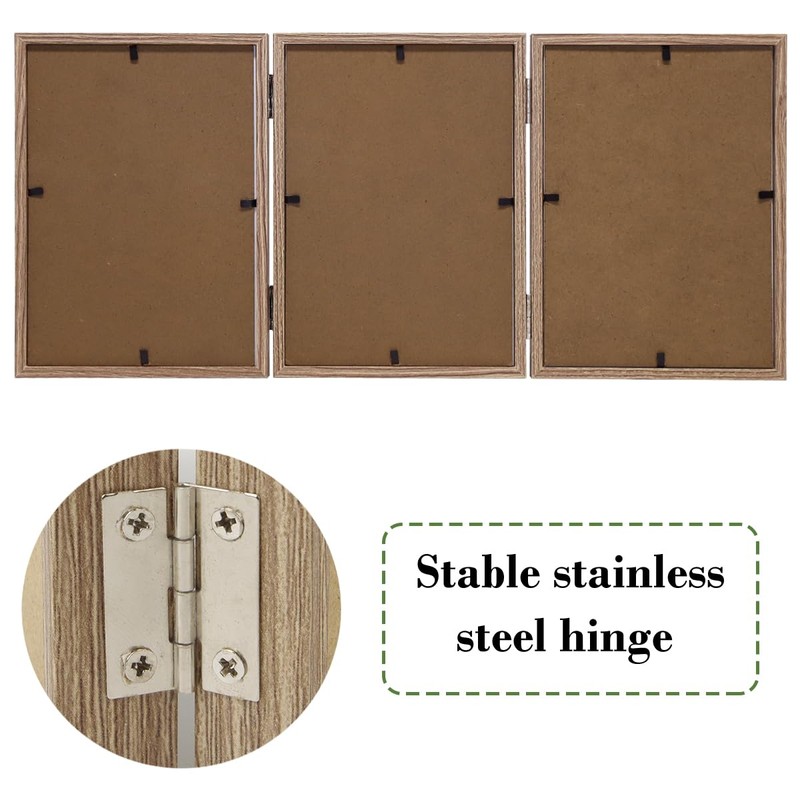 TOFOREVO 4x6 3 Picture Frame Triple Wooden Three Hinged Photo