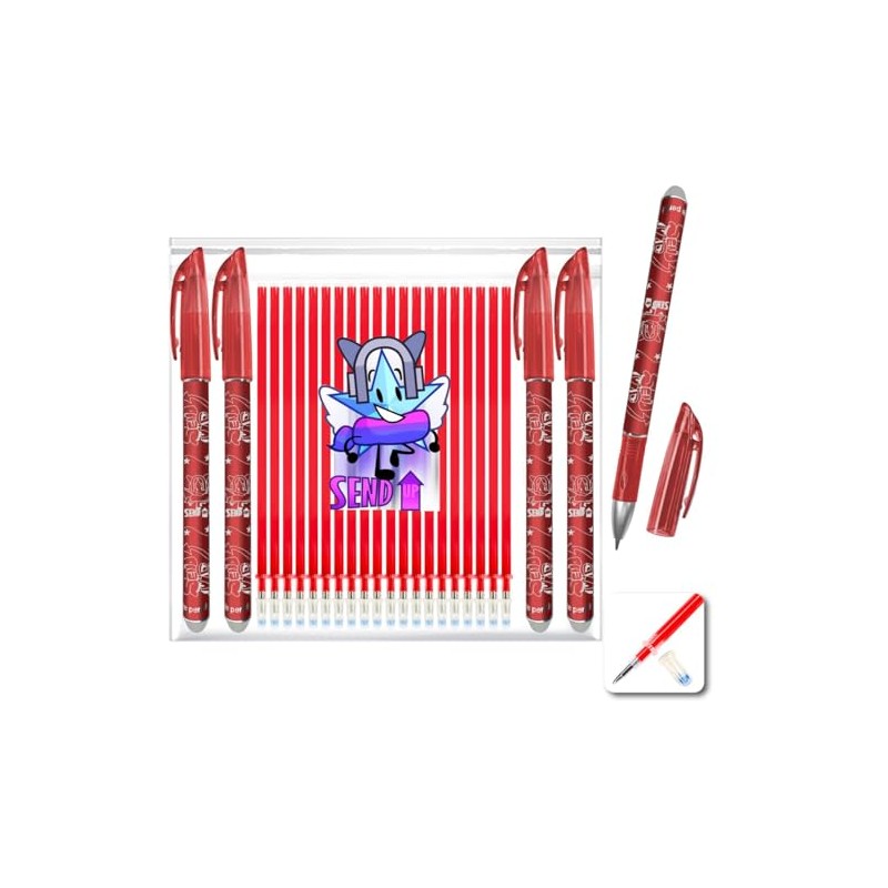 SEND UP Erasable Gel Pen 4 Red 20 Refills Red