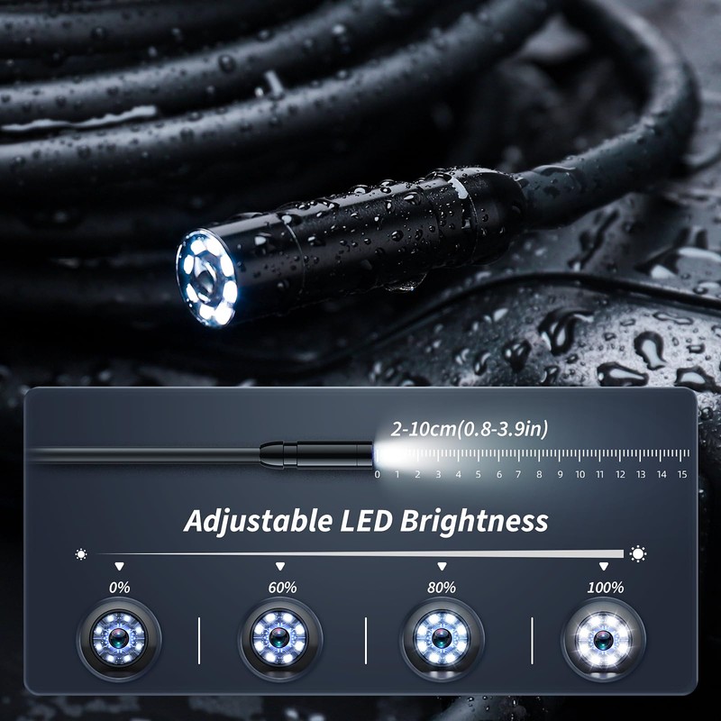 Endoscope Camera with Light, Inspection Borescope Camera with 4.3" IPS
