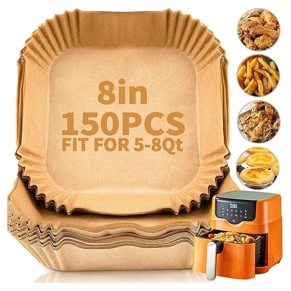 150pcs Air Fryer Liners, 8.7" Square Parchment Disposable Paper Liner