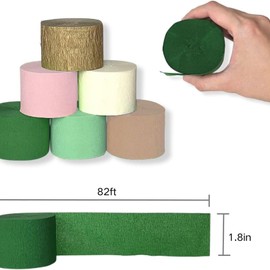 Party Decorations, 6 Rolls Pink Rose Gold Crepe Paper Streamers or Boho Decor, Streamers Party Decorations for Bachelorette Party, Wedding,Birthday,Bridal Shower,Woodland Decor (Sage Green)