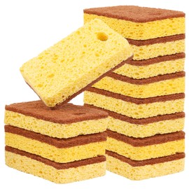 Biodegradable Natural Kitchen Sponge Eco Scratch Free Compostable Cellulose Sisal and Coconut Scouring Pad 12 Pack (Coconut)