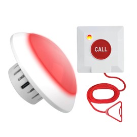 CYSSJF Bathroom Pull Cord Alarm with Call Bell Button Emergency Call Light System for Elderly Senior Caregiver Pager Disabled Person Toilet Alarm with 1 SOS Button and 1 Strobe Siren Receiver