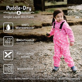 JAN & JUL Waterproof Bib Rain Pants, Windproof Overalls for Toddler Girls (Lavender, Size 3T)