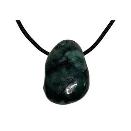 KRIO® Emerald palm stone as a pendant drilled for a leather strap