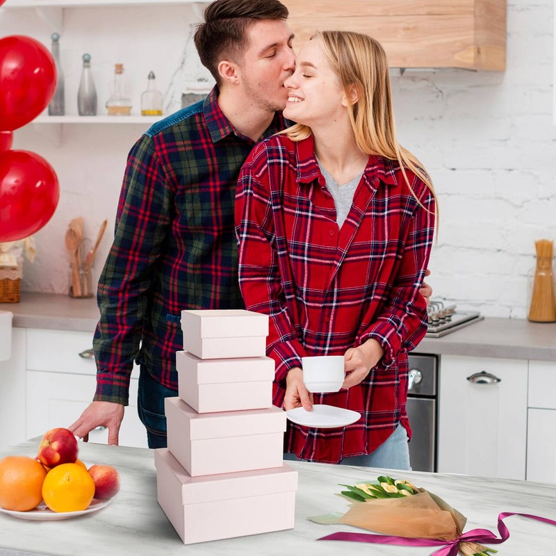 CHARMGIFTBOX Pink Gift Boxes for Presents 4 Pack Nesting Gift