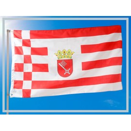 PHENO FLAGS Bremen Flag - Federal State Flag with Brass Eyelets - 90 x 150 cm - Weatherproof Flags for Flagpole - 100% Polyester