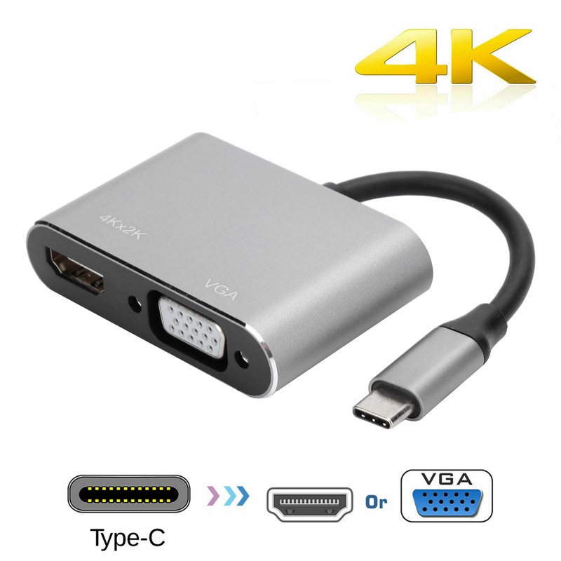 Adapter TypeC Hub to VGA HDMI DVI Displayport/3.1 Ethernet Converter