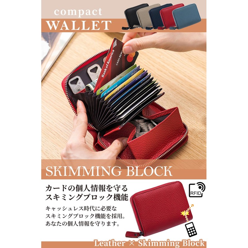 BORPORT Women's Bi-Fold Wallet, Compact Wallet, Round Zipper, Bi-fold Wallet,