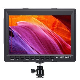 FEELWORLD FW759 7 Inch DSLR Camera Field Monitor HD Video Assist Slim IPS 1280x800 4K HDMI 1080p with Sunshade - Accessories: With F550 Battery