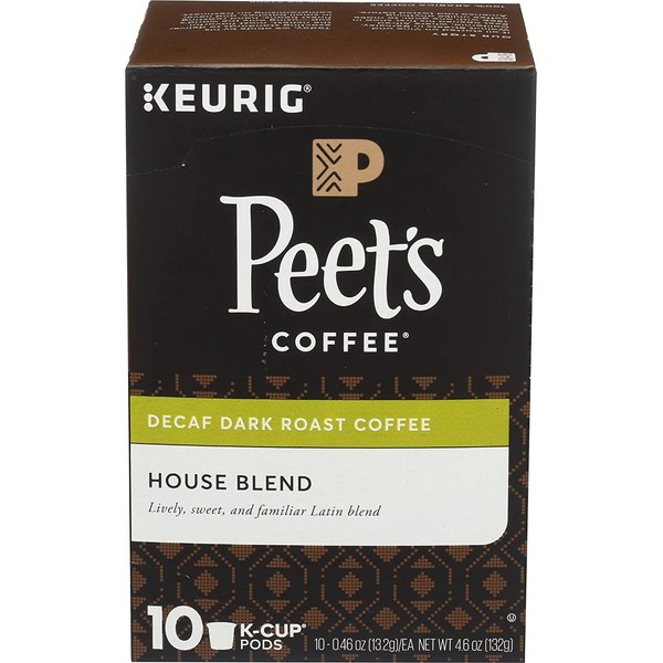 Peet's Coffee Decaf House Blend Dark Roast Coffee K-Cup, 10 ct