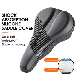 Anti-slip Bike Saddle Cover Soft Silicone Padded Bicycle Seat Cover Bike Seat Cushion Pad for Mountain Road Bike Outdoor Cycle