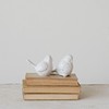 Creative Co-Op Stoneware Bird Accent Decor with Dots, White, Set