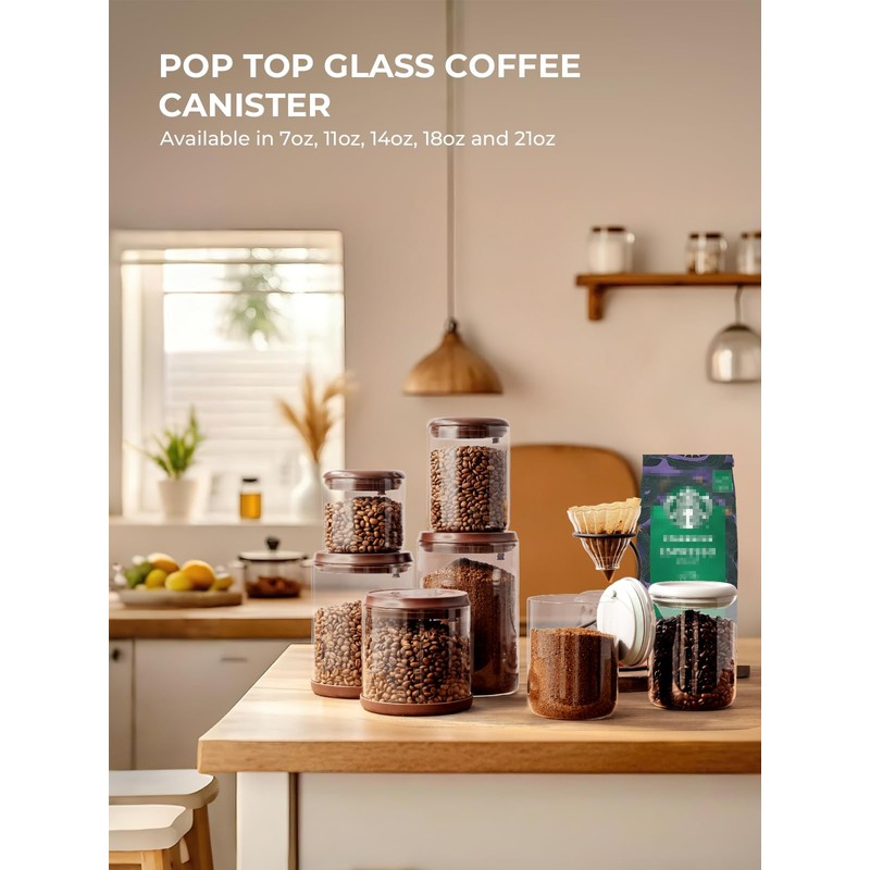 Tourdeus Glass Coffee Bean Jar – Pop Top Air Tight