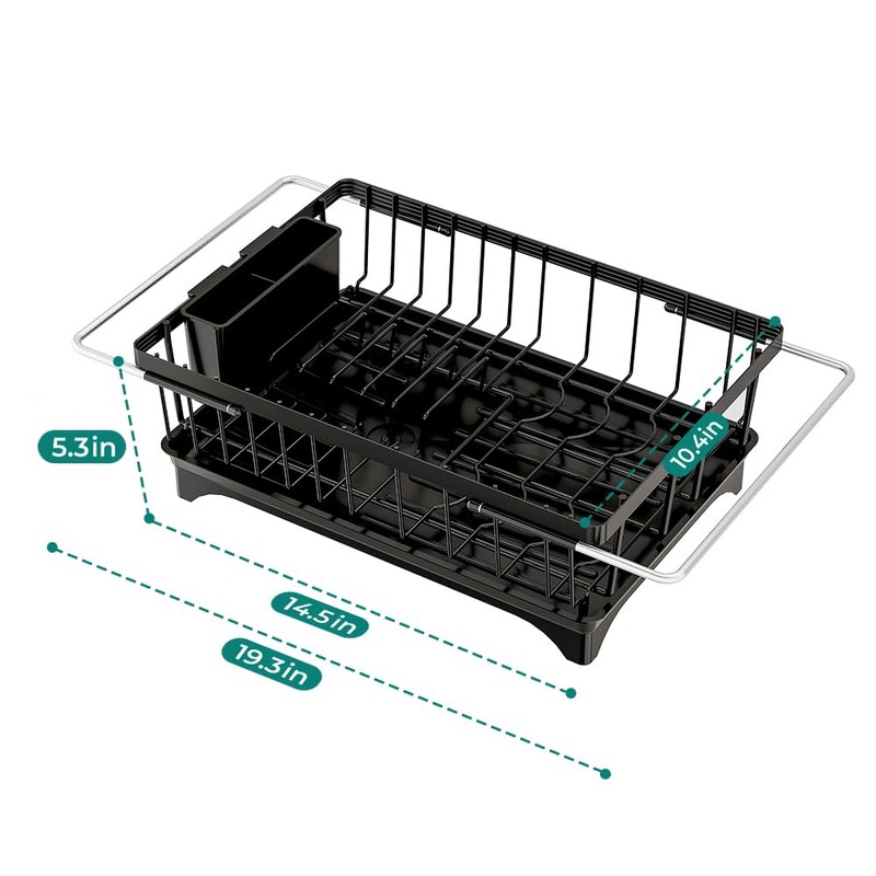 HANLE Small Dish Drying Rack in Sink, Expandable Stainless Steel