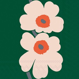 IHR Ideal Home Range Party Napkins, Marimekko Disposable Napkins, 3 Ply, 16.5 x 16.5 cm, Unikko (60th Anniversary Green) (Pack of 20)