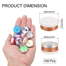 uxcell 20mm Flip Off Caps, 100PCS Burr-Free Flip Off Top Caps Seals Flip Off Aluminum Plastic Vial Flip Off Seals Caps Cover for Glass Vial Freeze-Dried Bottles, White/Gold