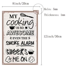 CREATCABIN Kitchen Quote Metal Tin Sign My Cooking Is So Awesome Vintage Retro Wall Mounted Decor Decoration Kitchen Signs Poster Plaque Kitchen Home Dinner Room Decor Gifts for Women 12x8 Inch