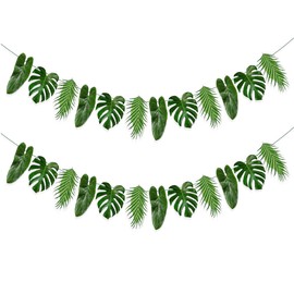 duoyif Leaf Garland 2 Pieces 2.5 m Paper Garland Tropical Leaves Decoration, Summer Hawaiian Party Decoration, Leaves Paper Garland for Hawaiian Decoration Party Carnival Garden Party Jungle Birthday