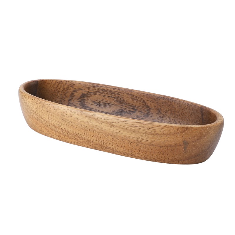 Wooden Serving Tray Easy Cleaning Boat Shape Wooden Food Plate