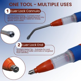 IVS 20CC Drenching Gun with Tubing and Adaptor – Livestock Fluid Administration Tool for Cattle, Sheep & Goats – Ergonomic Pistol Grip, 20ml Syringe with 5ml Increments