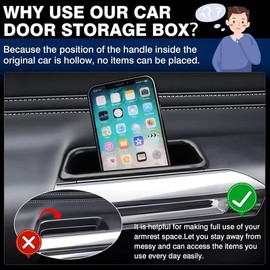 2pcs/set Compatible with 2024 2025 Ford Mustang Accessories Car Side Driver and Front Passenger Door Handle Armrest Pocket Organizer,Door Phone Storage Container Box Holder For Ford Mustang 2024 2025