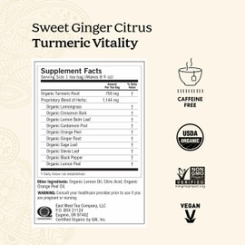 Yogi Tea Sweet Ginger Citrus Turmeric Vitality - 16 Bags per Pack (4 Packs) - Organic Ginger & Turmeric Root Tea - Supports Well-being - Includes Cinnamon Bark & More