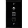 Wallplate City 1 Port CAT6 Ethernet COAX PHONE Wall Plate-Flat Black/Black