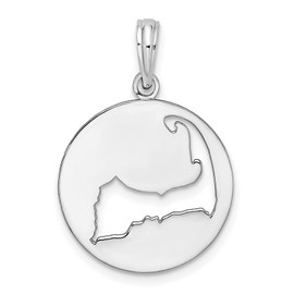Million Charms 925 Sterling Silver Travel Charm, Polished Cape Cod Cut-out Pendant