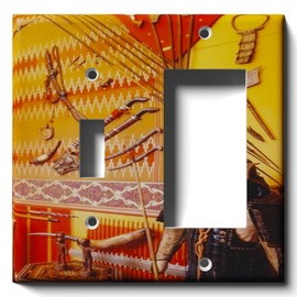 SnazzySwitch Oriental Warrior Wall Decorative Combo Light Switch GFCI Outlet Cover - Single Toggle Single Decora Rocker Wall Plate
