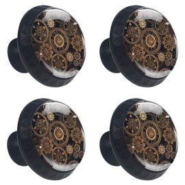 Steampunk Gears Background Drawer Knob Pull Handle Round Cabinet Drawer Pulls Cupboard Knobs with Screws,4 Pieces